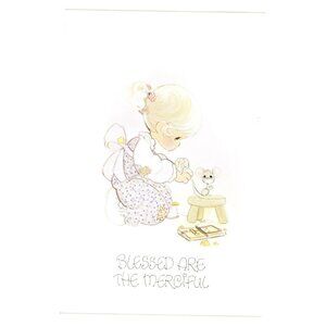 Blessed Are Merciful Postcard Jonathan David Precious Moments Artwork Vintage